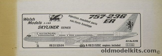 Welsh 1/144 Boeing 757-236ER With Choice Of Engines - Caledonian Airlines, SL46 plastic model kit